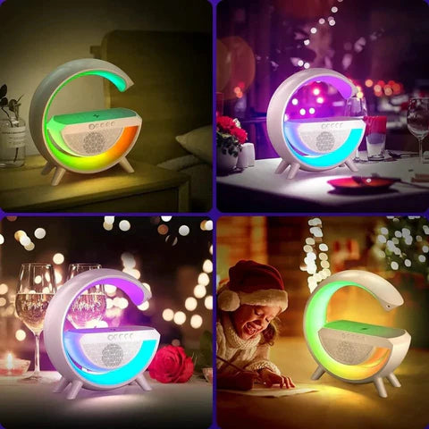 Parlante 4 en 1 con Bluetooth, Carga Inalámbrica y Luces LED